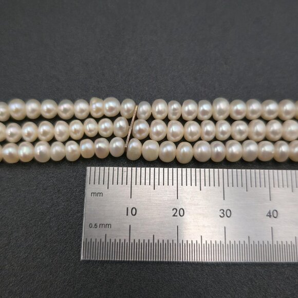 7 Inch Sterling Silver Small Diamond With Pearl Strands Bracelet B953 - Picture 6 of 7